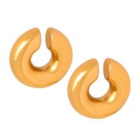 1 Pair Punk Simple Style Solid Color Plating Titanium Steel 18k Gold Plated Ear Cuffs main image 3