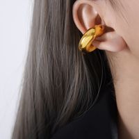 1 Pair Punk Simple Style Solid Color Plating Titanium Steel 18k Gold Plated Ear Cuffs main image 4