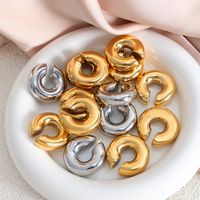 1 Pair Punk Simple Style Solid Color Plating Titanium Steel 18k Gold Plated Ear Cuffs main image 1