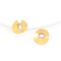 Simple Style Pearl Titanium Steel Earrings Necklace sku image 1