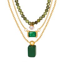 Elegant Luxuriös Geometrisch Perlen Titan Stahl Überzug Inlay Zirkon 18 Karat Vergoldet Halskette main image 5