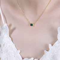 Elegant Luxuriös Geometrisch Perlen Titan Stahl Überzug Inlay Zirkon 18 Karat Vergoldet Halskette sku image 1