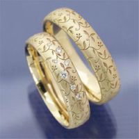 Romantic Simple Style Plant Alloy Plating Inlay Rhinestones Gold Plated Couple Rings sku image 1