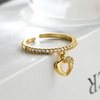 Classic Style Streetwear Heart Shape Copper Plating Inlay Zircon 18k Gold Plated White Gold Plated Charm Rings main image 2