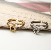 Classic Style Streetwear Heart Shape Copper Plating Inlay Zircon 18k Gold Plated White Gold Plated Charm Rings main image 1