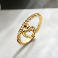 Classic Style Streetwear Heart Shape Copper Plating Inlay Zircon 18k Gold Plated White Gold Plated Charm Rings main image 3