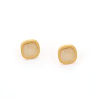 Elegant Square Opal Titanium Steel Rings Earrings Necklace sku image 5