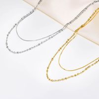 Stainless Steel IG Style Vacation Layered Plating Solid Color Double Layer Necklaces main image 2