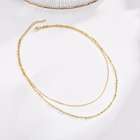 Stainless Steel IG Style Vacation Layered Plating Solid Color Double Layer Necklaces main image 9