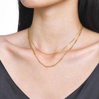 Stainless Steel IG Style Vacation Layered Plating Solid Color Double Layer Necklaces main image 1