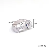 Cute Cat Silver Plated Rhinestones Alloy Wholesale Open Rings main image 2