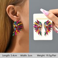 1 Pair Exaggerated Luxurious Shiny Round Heart Shape Wings Plating Inlay Copper Alloy Zinc Alloy Rhinestones Glass Ear Studs main image 4