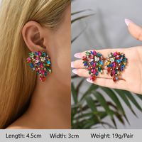 1 Pair Exaggerated Luxurious Shiny Round Heart Shape Wings Plating Inlay Copper Alloy Zinc Alloy Rhinestones Glass Ear Studs sku image 16