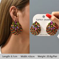 1 Pair Exaggerated Luxurious Shiny Round Heart Shape Wings Plating Inlay Copper Alloy Zinc Alloy Rhinestones Glass Ear Studs sku image 17