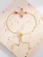 Elegant Cross Copper Gold Plated Artificial Pearls Zircon Bracelets In Bulk main image 2