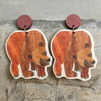 1 Pair Cute Bear Wood Drop Earrings sku image 1