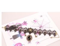 Retro Oval Spider Pu Leather Alloy Lace Inlay Artificial Gemstones Halloween Women's Choker main image 4