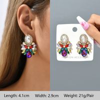 1 Pair Exaggerated Luxurious Shiny Round Heart Shape Wings Plating Inlay Copper Alloy Zinc Alloy Rhinestones Glass Ear Studs sku image 5