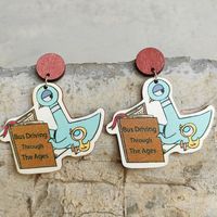 1 Pair Cute Book Pencil Duck Wood Drop Earrings sku image 3