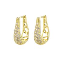 1 Pair Elegant Simple Style Geometric Plating Inlay Copper Zircon K Gold Plated Rhodium Plated Earrings main image 3