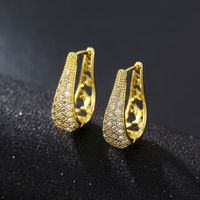 1 Pair Elegant Simple Style Geometric Plating Inlay Copper Zircon K Gold Plated Rhodium Plated Earrings main image 5