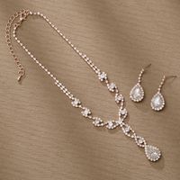 Wholesale Jewelry Elegant Romantic Shiny Water Droplets Heart Shape Rhinestone Zircon Inlay Earrings Necklace main image 5
