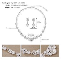 Wholesale Jewelry Elegant Romantic Shiny Water Droplets Heart Shape Rhinestone Zircon Inlay Earrings Necklace sku image 13