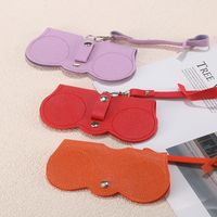 New Portable Pure Color Leather Glasses Storage Bag main image 1