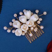 Elegant Retro Lady Flower Ceramics Insert Comb main image 4