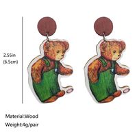 1 Pair Cute Bear Wood Drop Earrings main image 5