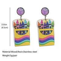 1 Pair Cute Funny Rainbow Star Cat Wood Drop Earrings main image 4