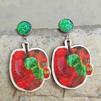 1 Pair Cute Funny Color Block Insect Butterfly Stainless Steel Wood Resin Drop Earrings main image 3
