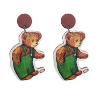 1 Pair Cute Bear Wood Drop Earrings main image 3