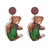 1 Paire Mignon Ours Bois Boucles D'oreilles main image 3