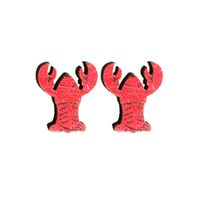 1 Pair Cute Fox Lobster Wood Ear Studs main image 3