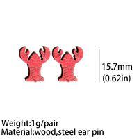 1 Pair Cute Fox Lobster Wood Ear Studs main image 2