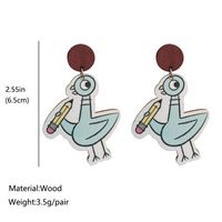 1 Pair Cute Book Pencil Duck Wood Drop Earrings main image 2