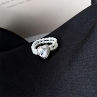 Simple Style Heart Shape Rhinestones Artificial Pearl Wholesale Rings sku image 3