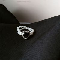 Simple Style Heart Shape Rhinestones Artificial Pearl Wholesale Rings sku image 2
