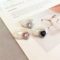 Simple Style Heart Shape Rhinestones Artificial Pearl Wholesale Rings main image 5