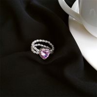Simple Style Heart Shape Rhinestones Artificial Pearl Wholesale Rings sku image 1