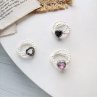 Simple Style Heart Shape Rhinestones Artificial Pearl Wholesale Rings main image 3