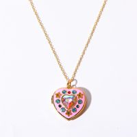 Glass Copper Simple Style Inlay Heart Shape Rhinestones Pendant Necklace sku image 3