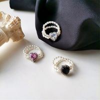 Simple Style Heart Shape Rhinestones Artificial Pearl Wholesale Rings main image 1