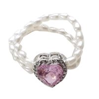 Simple Style Heart Shape Rhinestones Artificial Pearl Wholesale Rings main image 2