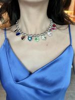 Sweet Heart Shape Alloy Inlay Rhinestones Women's Necklace sku image 1