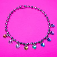 Sucré Forme De Cœur Alliage Incruster Strass Femmes Collier main image 2