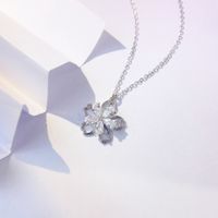 Simple Style Flower Sterling Silver Inlay Zircon Pendant Necklace main image 4