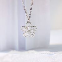 Simple Style Flower Sterling Silver Inlay Zircon Pendant Necklace main image 1