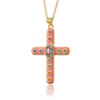 Simple Style Cross Copper Rhinestones Pendant Necklace In Bulk sku image 4